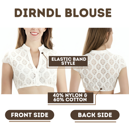 Women's Short Sleeves Lace White Dirndl Blouse