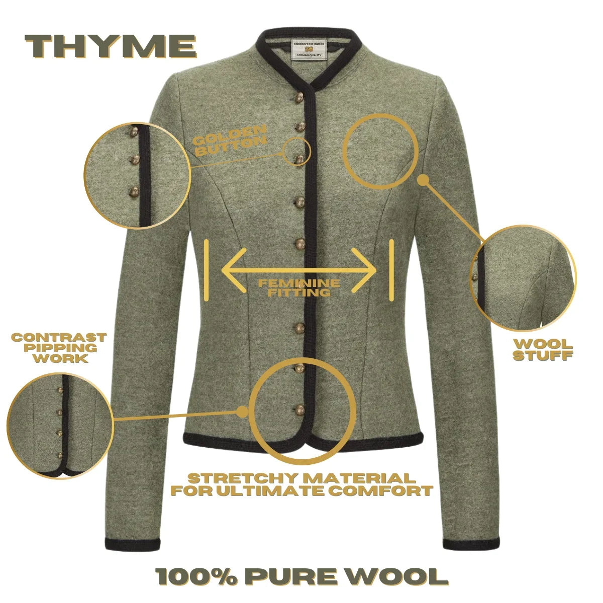 Bavarian Women Dirndl Jacket (Thyme)
